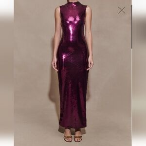 Meshki Veronica Sequin Midi Dress in Plum
